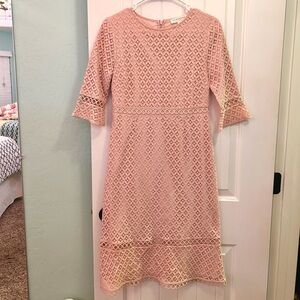 DownEast Blush Pink Lace Formal Dress